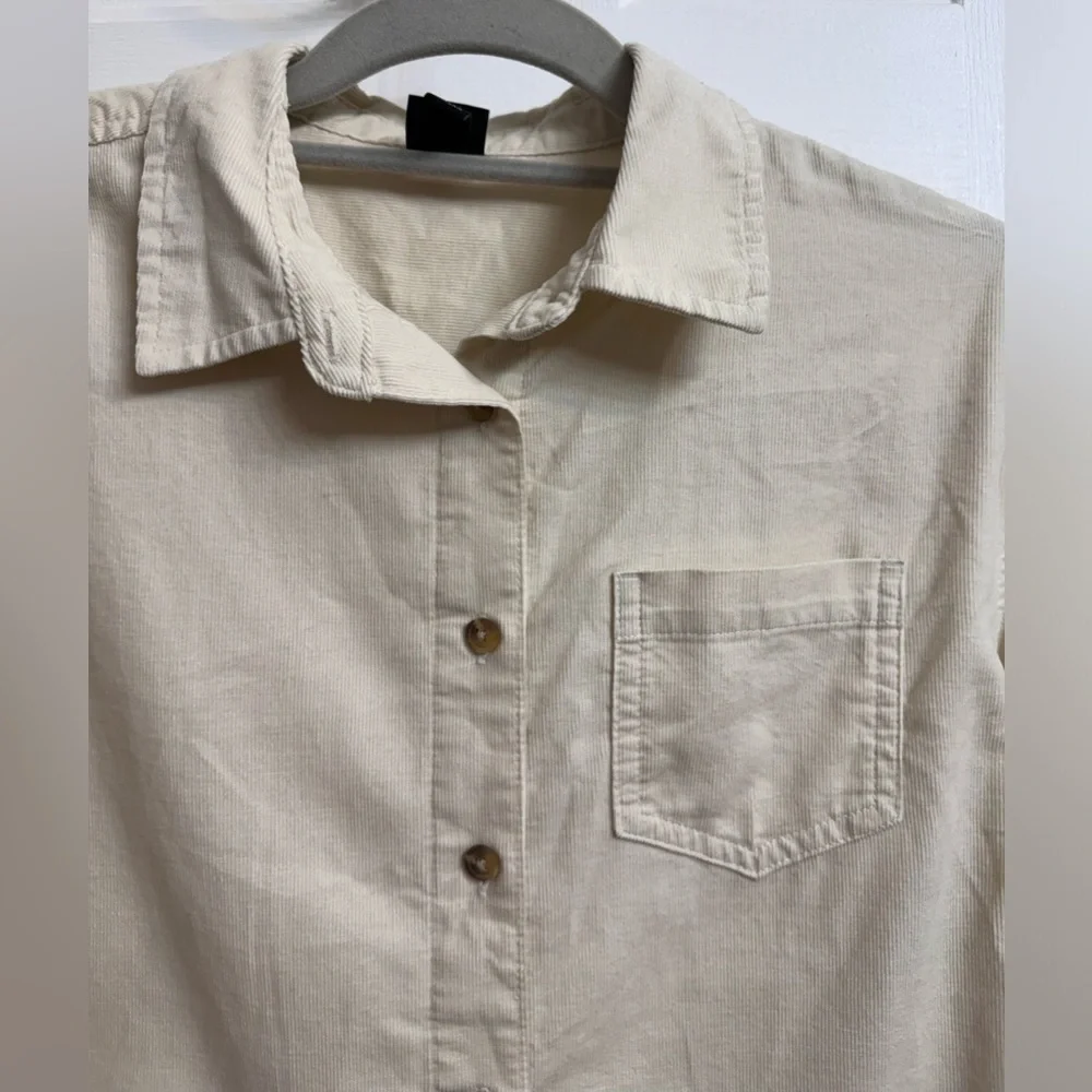 Corduroy! NEW Girl's Art Class Ivory Soft Corduroy Button Up Long Sleeves Shirt - Picture 5 of 14